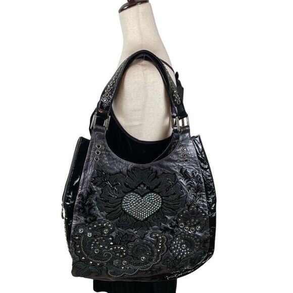 Kippys Y2K Iridescent Holo Leather Swarovski Crystal Embellished Shoulder Bag - Picture 3 of 16
